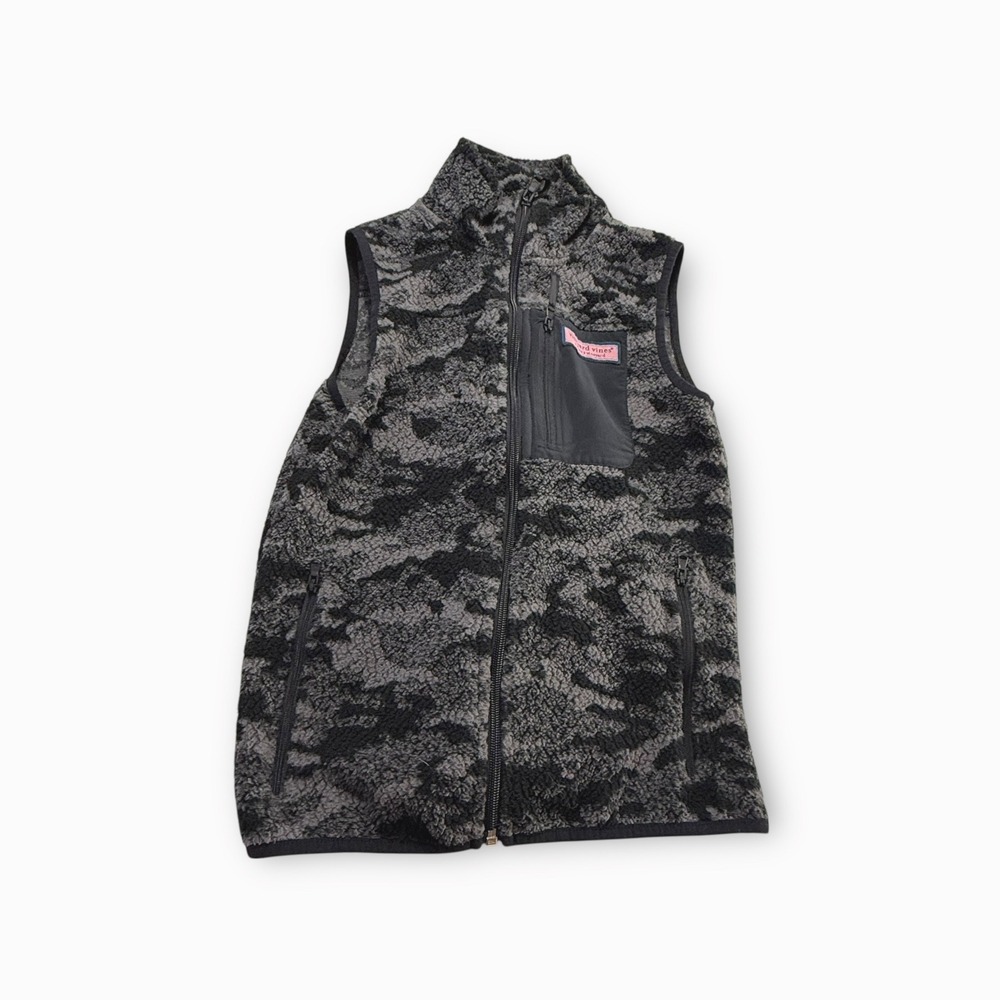 Vineyard Vines Fleece Vest Womens Size Small Camo Full Zip Sleeveless Jacket